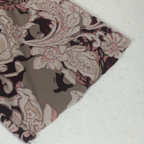 Fairy Grunge Floral AOP Top Blouse Women Burgundy 2XL Frayed Sleeves Boho Grunge - Picture 9 of 13